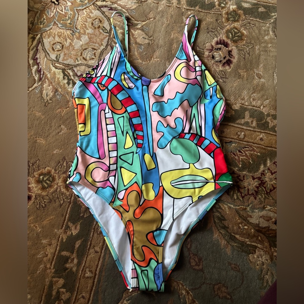Ellie Rassia inspired cosmic planet print swimsuit - L